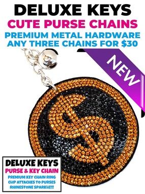 DeLuxe Keys Rhinestone Keychain/Purse Chain CIRCLE “$”